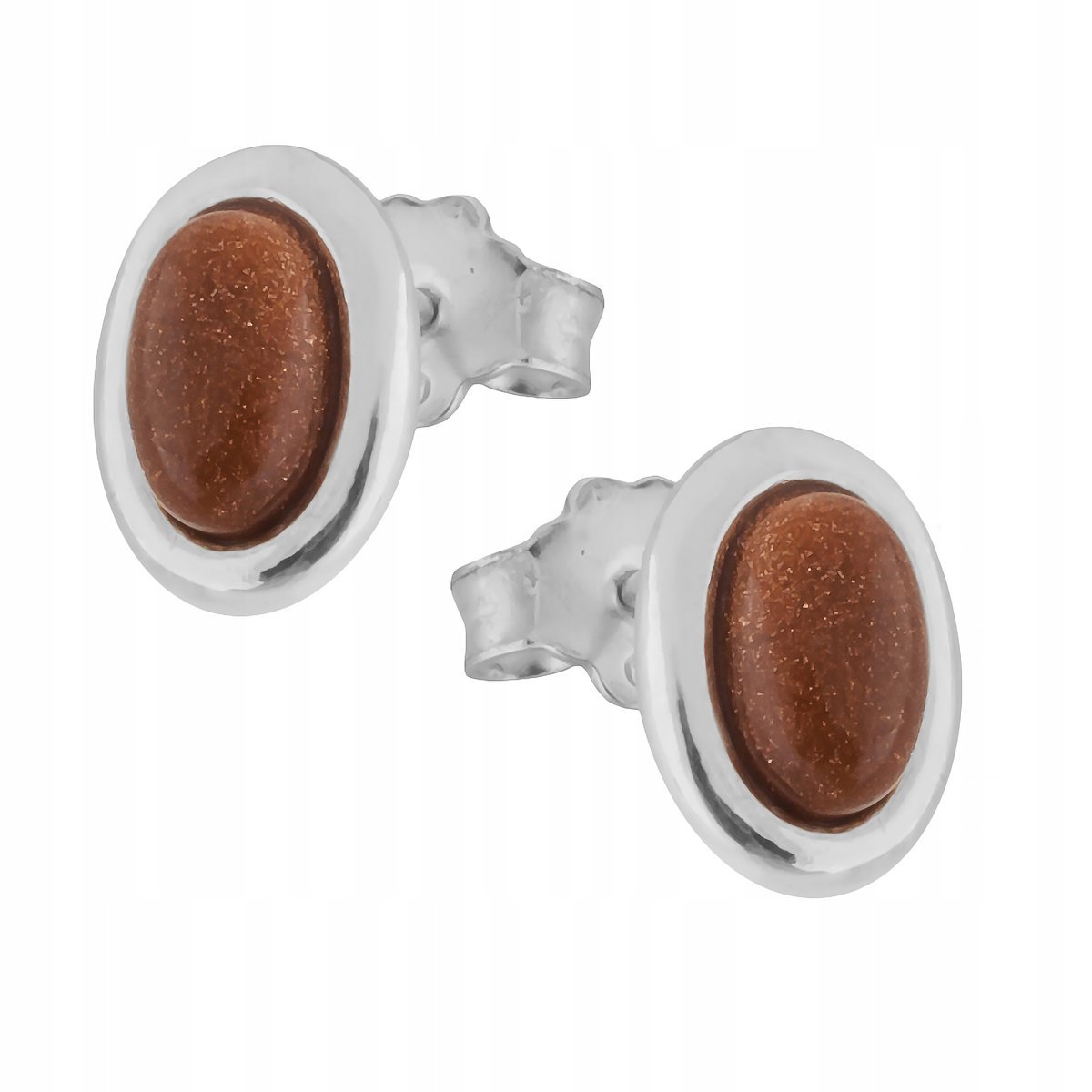 Kolczyki Piasek Pustyni Srebro 925 Dziecięce Eleganckie Owalne na Sztyfcie