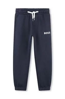 Spodnie i spodenki dla chłopców - BOSS spodnie dresowe dziecięce kolor granatowy gładkie - Boss - grafika 1