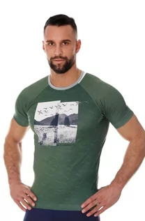 Koszulki sportowe męskie - Koszulka męska Brubeck City Air SS13240A zielony - grafika 1