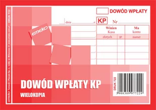 Emeko Dowód wpłaty KP A6 czerwony 722 - Druki akcydensowe - miniaturka - grafika 2