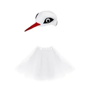 Stroje karnawałowe - Zestaw Strój Bociana Tutu Biała 30Cm Czapka 2El Mk534 - miniaturka - grafika 1