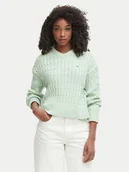 Swetry damskie - Tommy Hilfiger Sweter WW0WW48433 Zielony jasny Regular Fit - miniaturka - grafika 1