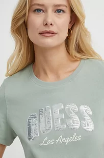 Guess t-shirt bawełniany damski kolor zielony W4GI31 I3Z14 - Koszulki sportowe damskie - miniaturka - grafika 1