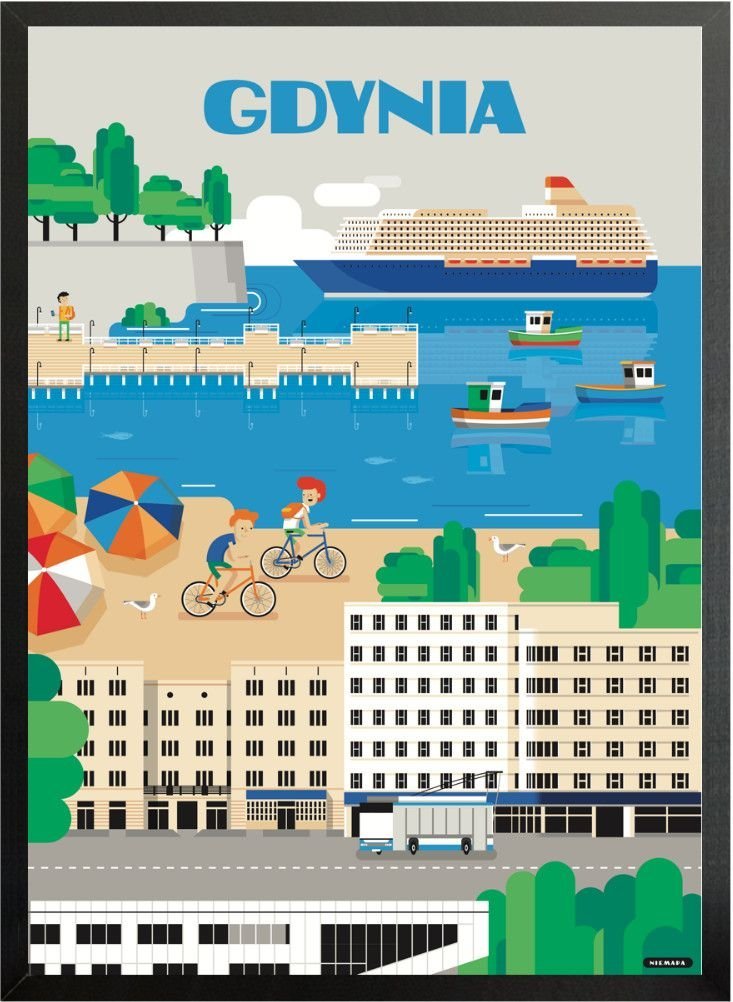 PUZZLE Podróżniczy Gdynia Vintage Retro ART + IMIĘ Pudełko 120 el.