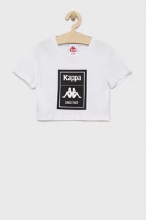 Koszulki dla dziewczynek - Kappa t-shirt bawełniany dziecięcy kolor biały - grafika 1