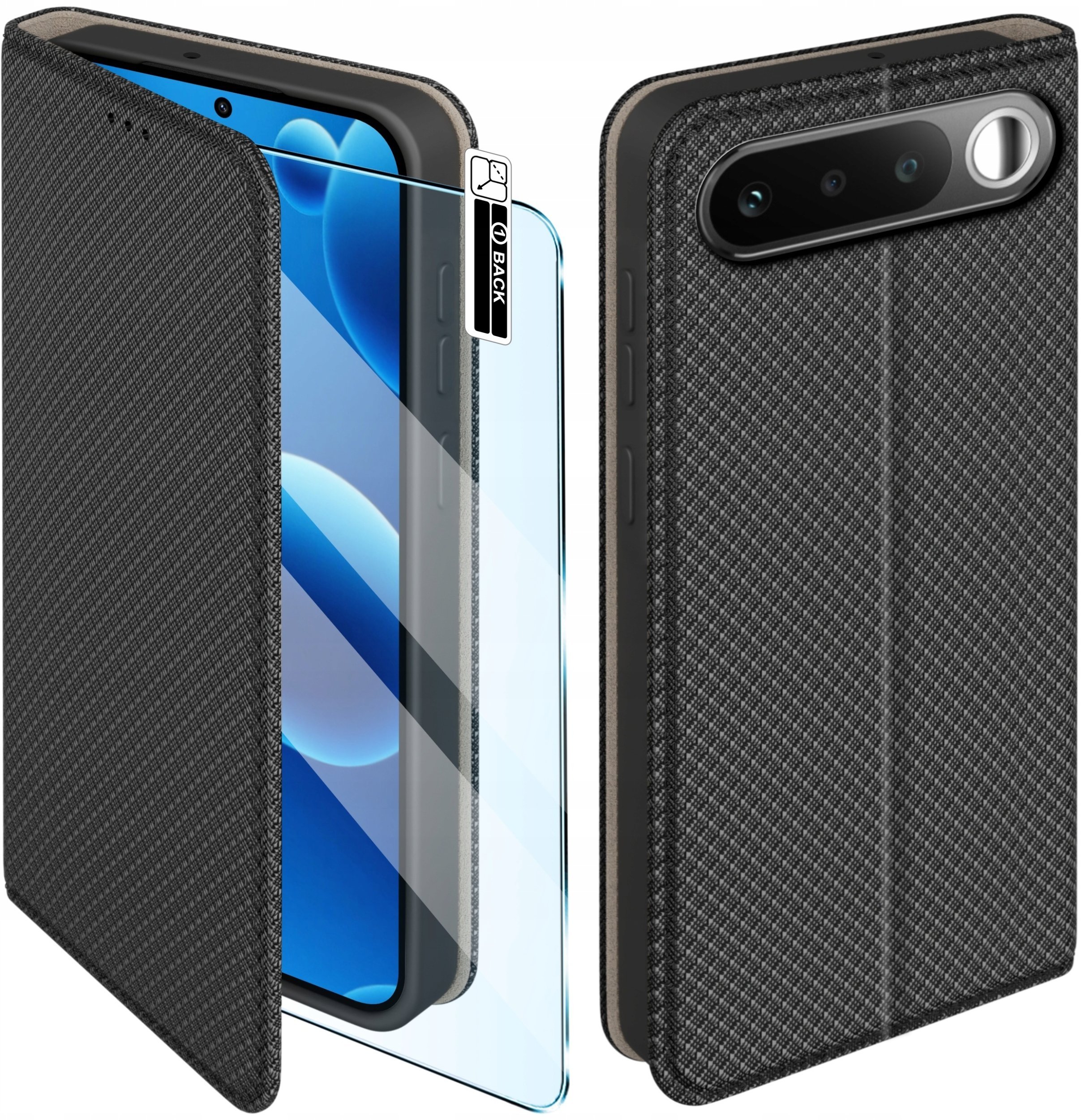 krainaGSM Etui Z Klapką Do Realme 16 5G Zamykane Czarne Futerał + Szkło 9H