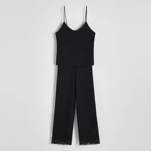 Reserved - Dwuczęściowa piżama z wiskozy - Czarny - Piżamy damskie - miniaturka - grafika 1
