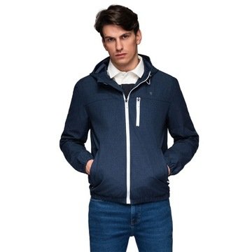 Lekka sportowa kurtka męska z podszewką granatowa V2 OM-JANP-0136 XL