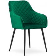 Krzesła - Zielone welurowe krzesło z podłokietnikami - Koruco 3X - miniaturka - grafika 1