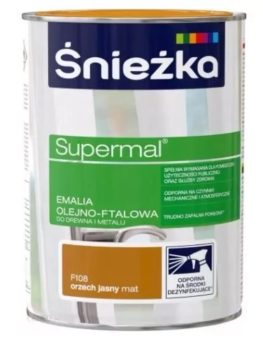 Emalia Olejno-Ftalowa Supermal Orzech Jasny MAT 0.8L  Śnieżka