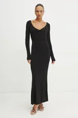 Sukienki - Patrizia Pepe sukienka kolor czarny maxi dopasowana 8A1443 J015 - miniaturka - grafika 1