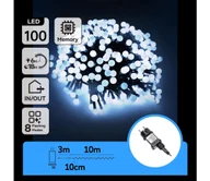 Lampy ogrodowe - Aigostar - Zewnętrzny łańcuch dekoracyjny LED 100xLED/3,6W/230V/8 funkcji 10m IP44 zimna biała - miniaturka - grafika 1