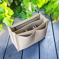 Torebki damskie - Organizer z kieszonkami do torebki - beżowy - z przedziałem po środku - miniaturka - grafika 1