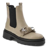 Botki damskie - Beżowe Botki Karino Modne Obuwie Damskie - miniaturka - grafika 1