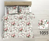 Pościel - Karo Pościel z kory 140x200 biała bordowa peonie kwiaty 1055 zapinana na guziki 100% bawełna - miniaturka - grafika 1