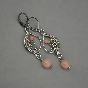 Długie kolczyki kamień słoneczny wire wrapping - Kolczyki - miniaturka - grafika 1