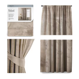 Zasłony AMELIA HOME, bezowy, welur, 140x245 cm - Zasłony - miniaturka - grafika 1