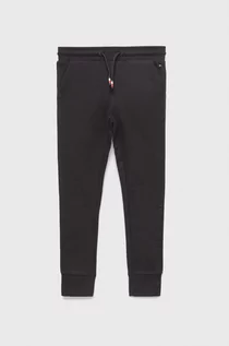 Spodnie damskie - Tommy Hilfiger spodnie bawełniane dziecięce kolor czarny z aplikacją - grafika 1