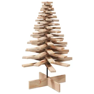 vidaXL Drewniana choinka do udekorowania, 100 cm, lite drewno sosnowe - Choinki - miniaturka - grafika 1
