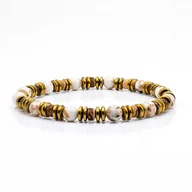 Bransolety męskie - Bransoletka złota / beżowa - koraliki - kamienie naturalne jaspis EM - EM Men's Accessories - miniaturka - grafika 1
