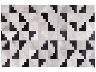 Beliani Dywan skórzany czarno-szary 160 x 230 cm EFIRLI - Dywany - miniaturka - grafika 1