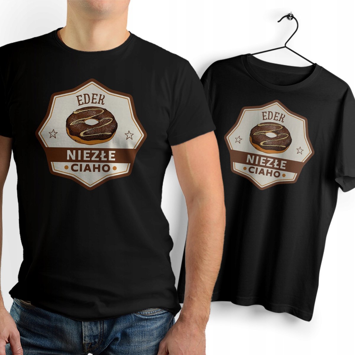 Koszulka Męska Czarna Dla Edka T-Shirt Podkoszulek Nadruk na Prezent