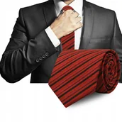 Krawaty i muchy męskie - Elegancki KRAWAT Męski Klasyczny BORDOWY Paski M.19 Pako Jeans - miniaturka - grafika 1