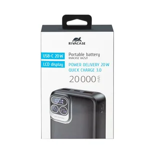 RIVACASE Powerbank VA2521 20000 mAh USB-C 20W + LCD czarny - Powerbanki - miniaturka - grafika 5