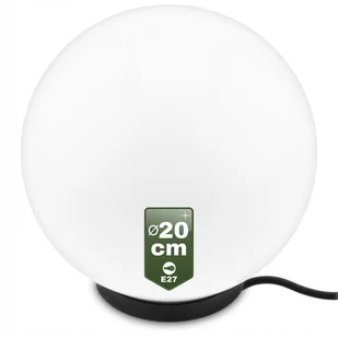 Lampa Ogrodowa KULA BIAŁA 20CM NAZIEMNA do LED E27 ZEWNĘTRZNA IP65 UV - Lampy ogrodowe - miniaturka - grafika 1