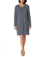 Koszulki i topy damskie - Schiesser Damska koszulka z długim rękawem 100% bawełna Sleepshirt Bigshirt z kieszeniami Nightwear koszula nocna, ciemnoniebieska w paski, 36, Dunkelblau Gestreift, 36 - miniaturka - grafika 1