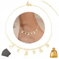 Bransoletki - BRANSOLETKA NA NOGĘ, KOSTKĘ STAL CHIRURGICZNA, ZŁOTA, POZŁACANA, ZDOBIONA - miniaturka - grafika 1