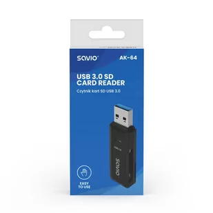 SAVIO CZYTNIK KART SD, USB 3.0 AK-64 - Czytniki kart pamięci - miniaturka - grafika 2