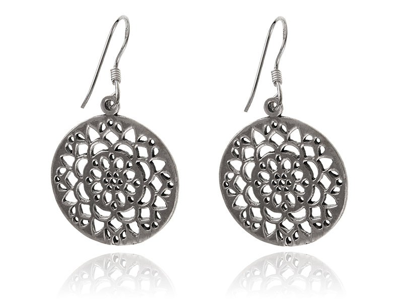 Kolczyki srebrne kółka orientalny wzór k2900 - 4,1g.