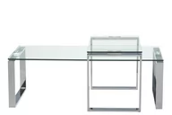 Ławy i stoliki kawowe - AC Design Furniture h000009514 stolik kawowy zestaw jannis, przezroczysty szklany blat 10 MM, ok. 115 x 45 x 69 cm, chromowany stelaż metalowy H000009514 - miniaturka - grafika 1