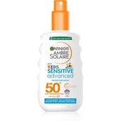 Kosmetyki kąpielowe dla dzieci - Garnier Ambre Solaire Advanced Sensitive Kids mleczko do opalania w sprayu SPF 50+ 150 ml - miniaturka - grafika 1