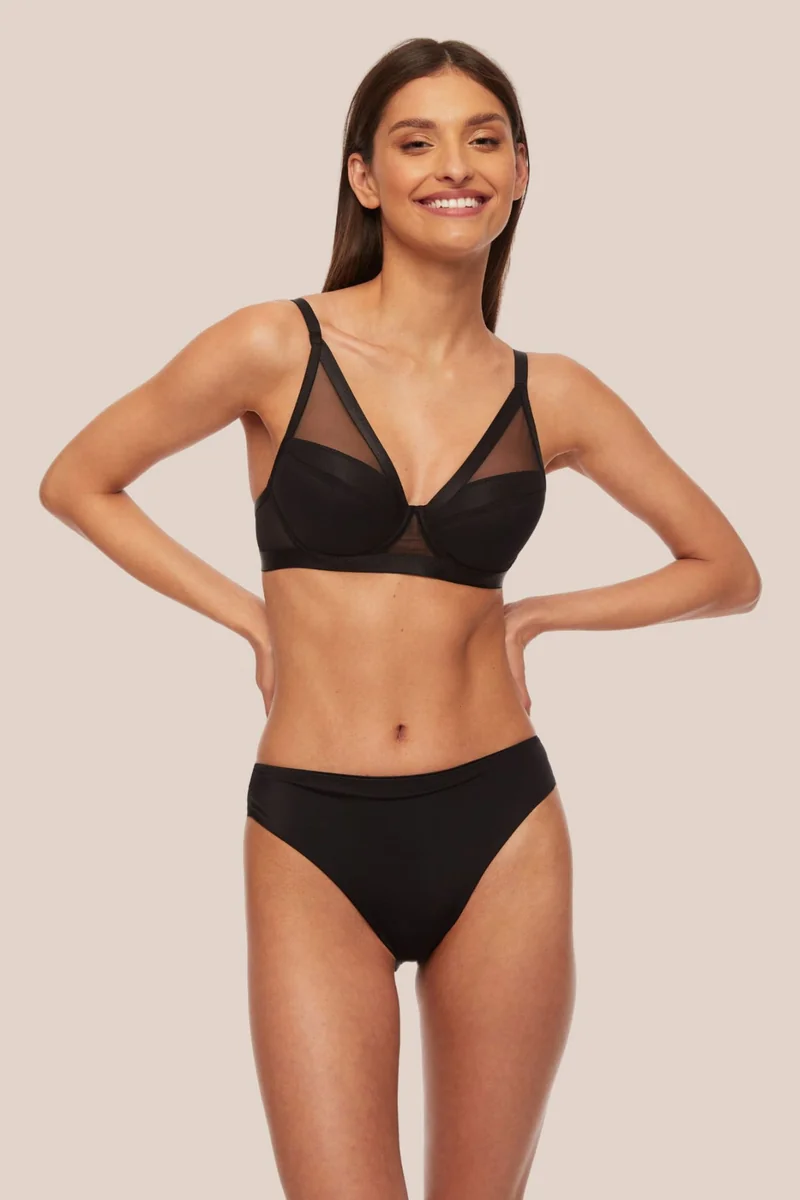 Biustonosz Push-Up Comfort Czarny (70F) - Kinga