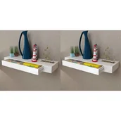Półki do salonu - vidaXL vidaXL Półki wiszące z szufladami, 2 szt., białe, 80 cm - miniaturka - grafika 1