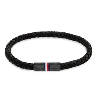 Bransolety męskie - Tommy Hilfiger Biżuteria Męska: Czarna Bransoletka Z Logo - Elegancki Dodatek Dla Mężczyzn - miniaturka - grafika 1
