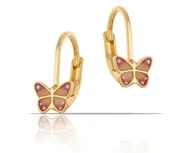 Biżuteria dla dzieci - Kolczyki dla dzieci, różowo - żółte motylki (P15/KDS/11/6AU) - miniaturka - grafika 1