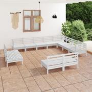 Meble ogrodowe - vidaXL 12-cz zestaw wypoczynkowy do ogrodu drewno sosnowe biały 3083165 - miniaturka - grafika 1