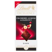 Czekolada - Czekolada Lindt Excellence Cranberry, Almond & Hazelnut 100g - miniaturka - grafika 1