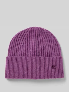Czapka beanie z mieszanki wełny jagnięcej z aplikacją z logo - Czapki damskie - miniaturka - grafika 1