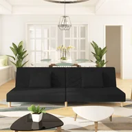 Sofy i kanapy - vidaXL Lumarko 2-osobowa sofa, 2 poduszki, czarna, tapicerowana tkaniną! 337594 - miniaturka - grafika 1