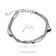 Bransoletki - ankabizuteria.pl Bransoletka srebrna rodowana KULKI - miniaturka - grafika 1