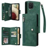 Portfele - Foxdock Kompatybilny z Samsung Galaxy A12 Etui PU Magnetyczne etui na karty z klapką z klapką Etui na portfel Zielony - miniaturka - grafika 1
