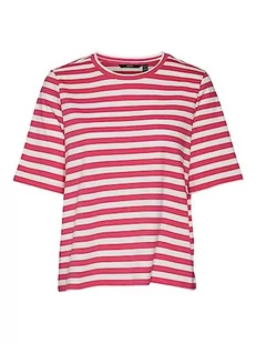 VERO MODA Damski szal kominowy VMMOLLY 2/4 Oversize Tee NOOS, Pink Yarrow/Stripes: śnieżnobiałe, S - Apaszki i szaliki damskie - miniaturka - grafika 1