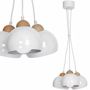 Luminex Lampa wisząca zwis żyrandol Dama 3x60W E27 biały/brzoza 0648 - Lampy sufitowe - miniaturka - grafika 2