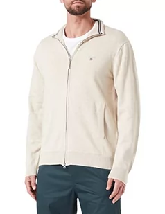 GANT Męska kurtka z dzianiny Classic Cotton Zip Cardigan z dzianiny, Ochre Melange, standard - Kurtki męskie - miniaturka - grafika 1