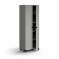 Szafy biurowe - Szafa QBUS, 4 półki, nóżki, uchwyty, 2020x800x420 mm, czarny, jasnoszary - miniaturka - grafika 1