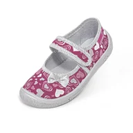 Kapcie damskie - Dziewczęce kapcie w serduszka z kokardką 3D różowo-szare - miniaturka - grafika 1